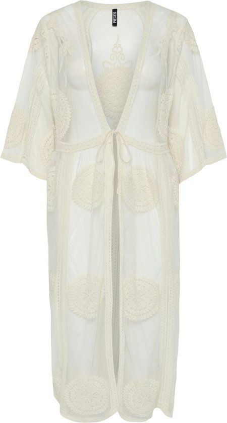 PIECES - PCAIDA KAFTAN WVN - Dames - Maxi jurken - One size - Katoen/Polyamide - Cloud Dancer