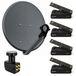 PremiumX Satellitenanlage für 4 Benutzer, 80 cm Antenne, Quad LNB, 4 Receiver