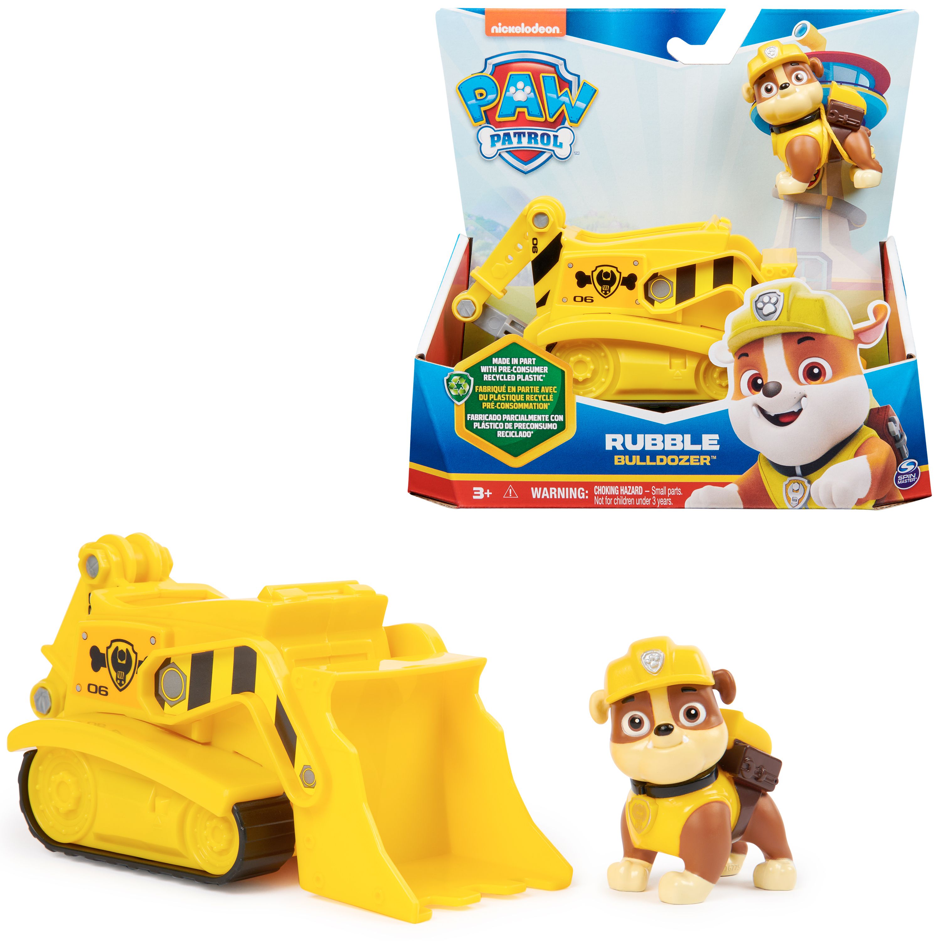 PAW Patrol Rubble's Bulldozer - Speelgoedauto met Figuur - 68% Gerecycled Plastic