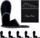 Relaxdays Pantoufles - 6 paires - Carpe Diem - Feutre - Noir