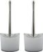 MSV Toiletborstel in houder/wc- 2x -borstel Aveiro - PS kunststof/rvs - wit/zilver - 37 x 14 cm