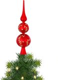 Inge-glas Inge Christmas Goodz Kerstboom piek gedecoreerd - Rood - Glas - 31 cm