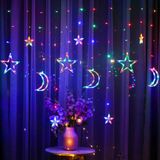 Rideau lumineux LED en forme d'étoile et de lune, guirlande lumineuse, 8 modes d'éclairage, pour intérieur, fêtes, fenêtres, jardin, mariages, Noël, décoration, multicolore