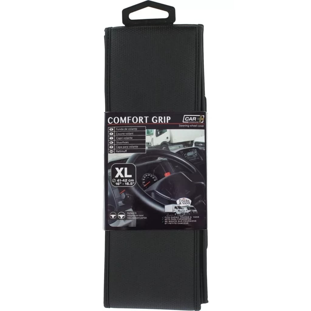 Car Plus stuurhoes Comfort Grip Vent uni kunstleer zwart 41-42 cm