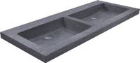 Wiesbaden Sanifun Obi wastafel - 120 cm - Zwart - Natuursteen - 2 kraangaten