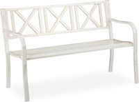 Merkloos Relaxdays Tuinbank, 2-zits, 127 cm breed, staal, wit/goud