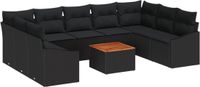 vidaXL Tuinbank - Set - 10 - st - Zwart - poly - rattan