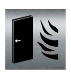 AUA SIGNALETIQUE Aluminium Plaat Geborstelde Branddeur - 130x130 mm