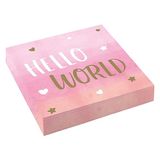Générique - Hello World papieren servetten, 33 x 33 cm, roze/goud, 16 stuks