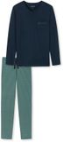 Schiesser Fine Interlock Pyjama Lange Mouw Gestipt Katoen Donkerblauw Maat 54