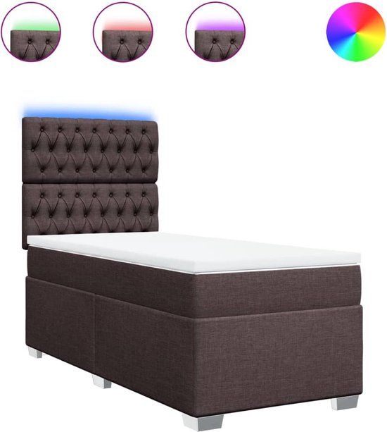 vidaXL Boxspring met matras - stof - donkerbruin - 100x200 cm