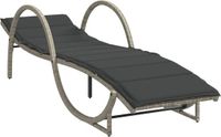 vidaXL Ligbed met kussen 60x199x42 cm poly rattan lichtgrijs