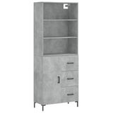 vidaXL Hoge kast, betonkleur, 69,5 x 34 x 180 cm, houtvezelplaat
