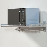 Étagère murale pour micro-ondes sans marque - Support d'étagère de cuisine - Rangement efficace - Conception pliable - Capacité de 100 livres - Argent