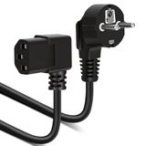 VINATO 3M netsnoer C13, hoek 90° geaarde stekker CEE 7/7, universeel voor tv, pc, monitor, PS5-printer, projector