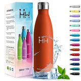 HoneyHolly Thermosfles, dubbelwandig, van roestvrij staal, 500 ml, BPA-vrij, lekvrij, voor sportschool, school, sport, kantoor