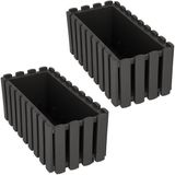 Merkloos Rustieke Balkon Bloembakken - 40 cm - Grijs - 2 stuks