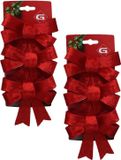 Gerimport Kerstornamenten strikken - Velvet Rood - 6x13 cm - 6 Stuks