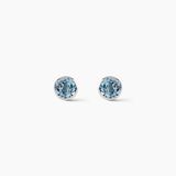 Boucles d'oreilles puces Edy serti clos or blanc topaze