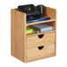 Relaxdays bureau organizer bamboe, met 2 lades & opbergruimtes, voor kantoorartikelen, bamboe, 24 x 19 x 13 cm, natuur