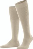 FALKE Airport lang eenkleurig wol katoen kniekousen heren beige - maat 41-42