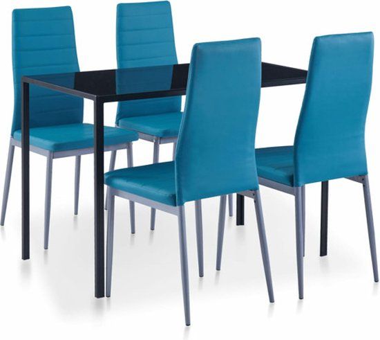 vidaXL 5-delige Eethoek blauw