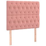 VidaXL Hoofdeind & Voeteind Roze Polyester/Hout 1000 mm x 70 mm x 1180 mm