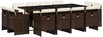 vidaXL Ensemble de jardin 13 pièces avec coussins poly rotin marron