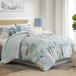 Harbor House Dekbedset met kingsize bed, tropische palmprint, zacht katoenen oversized dekbed voor een kingsize bed, kustbeddengoed, 2 shams, bedrok, 2 decorkussens, Kiawah Island, kingsize blauw