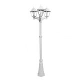Spica white aluminum outdoor lamp with three E27 sockets, 220 x 62 x 62 cm, IP44, height adjustable