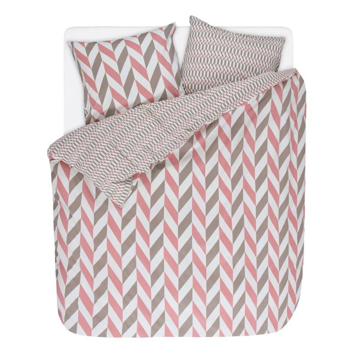Esprit Criss Cross Flanel Dekbedovertrek - Lits-Jumeaux (240x200/220 cm + 2 slopen) - Roze