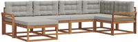 vidaXL Hoek loungeset 6-delig Acacia Hout Naturel en Lichtgrijs