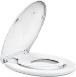 Merkloos Witte Oval Toiletbril met Geïntegreerd Kinderzitje en Snelkoppelingsmechanisme
