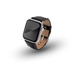 JT Berlin Charlie horlogeband voor Apple Watch 49 mm/45 mm/44 mm/42 mm lederen band zwart/zilver