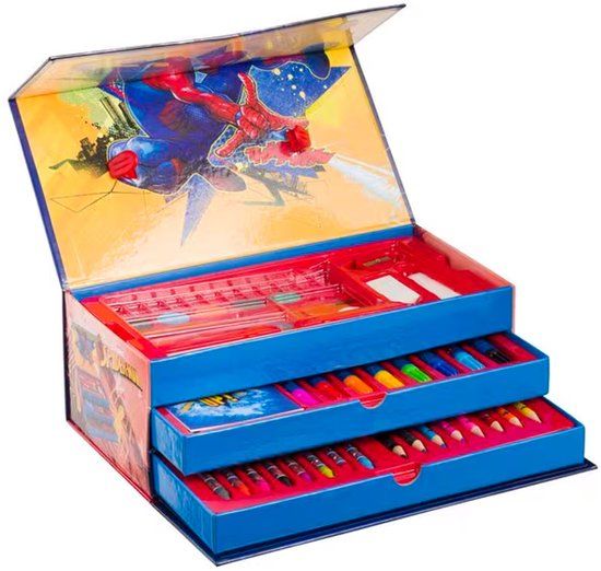 Total office trading Spiderman Tekenset voor Kinderen - Kleurkoffer - Schoolspullen