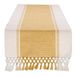 DII Dobbygeweven tafelloper met strepen, 33 x 274 cm (33 x 288 cm, inclusief franjes), geel (Honey Gold)