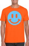 Bellatio Decorations Verkleed shirt heren - Smile / Emoticon - oranje - carnaval/foute party - feestkleding M