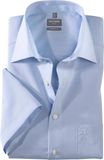 OLYMP Luxor comfort fit overhemd - korte mouw - popeline - bleu - Strijkvrij - Boordmaat: 45