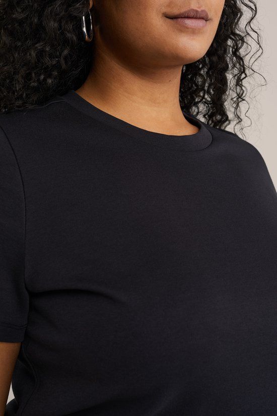 WE Fashion Dames T-shirt - Curve - Zwart - 5XL