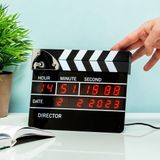 Out of the Blue Filmklapper Wekker Digitale Klok met LED Display Hollywood Retro Zwart