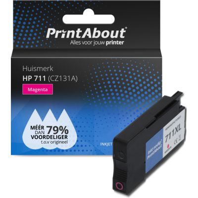 PrintAbout Huismerk 711 (CZ131A) Magenta Inktcartridge | Compatibel met HP DesignJet T120/T130/T520 | 80ml