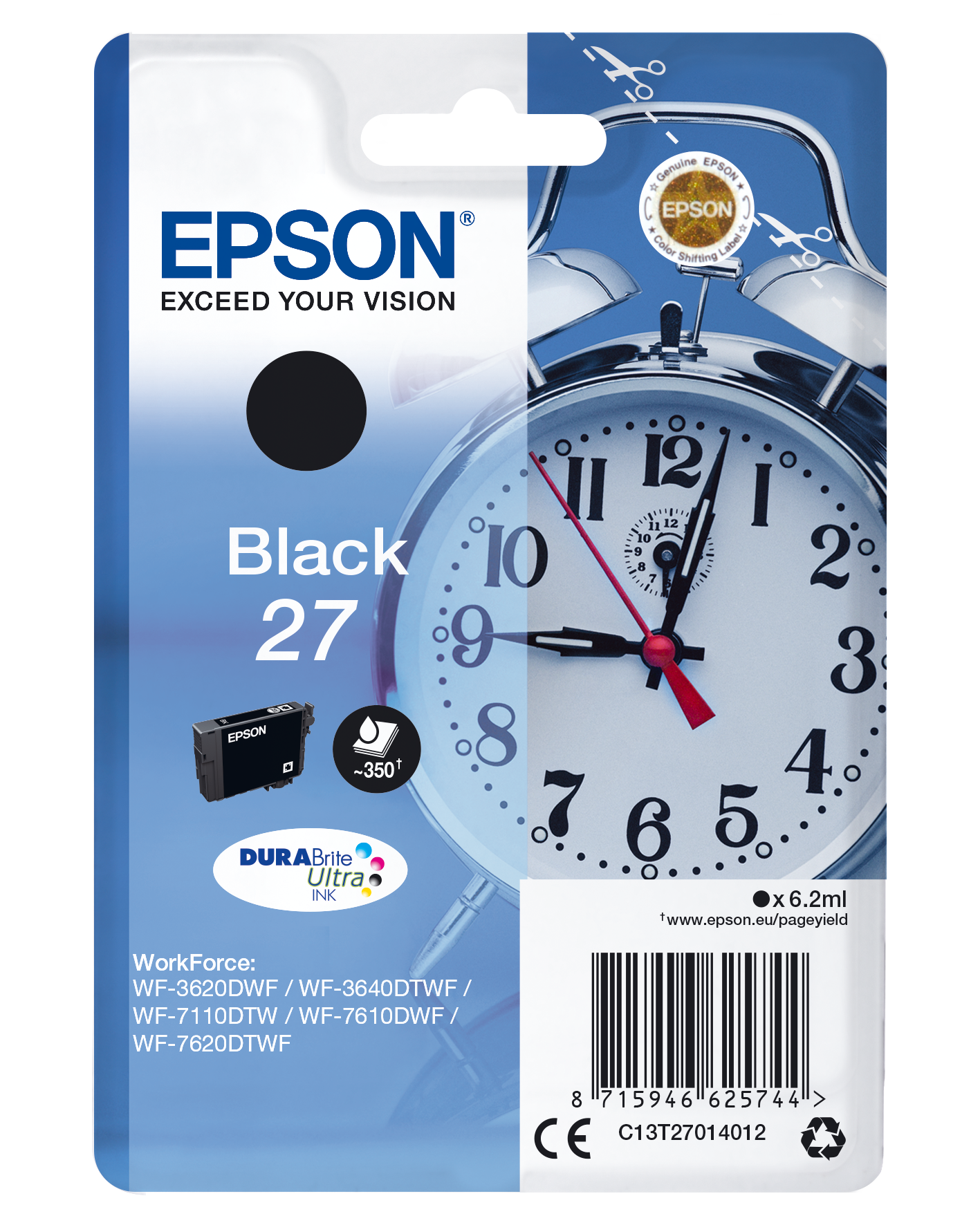 Epson 27 DURABrite Ultra Black Ink Cartridge - C13T27014012