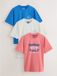 Next - Heren - Set van 3 T-shirts met standaard pasvorm en grafische pasvorm - Blauw