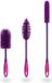 Shenzhen Haorui Industrial Technology Co., Ltd. Set de 3 brosses en silicone avec têtes interchangeables, brosse pour bouteilles, brosse à vaisselle, antibactérien, sans germes (violet)