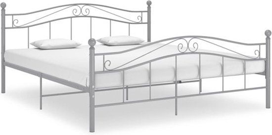vidaXL Bedframe metaal grijs 180x200 cm