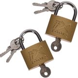 FX Tools Hangslot met sleutel - 2x - 40 mm beugel - 3 sleutels - 15 x 10 x 1.5 cm - sloten