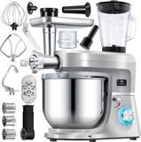 KESSER® 3 in 1 Keukenmachine Foodprocessor - Keukenmixer - Keukenrobotor K-KM 3000 met Kneder Multifunctionele Mixer 5,5 L Kom met 3 Menggereedschappen 1,5 L Sapcentrifuge Worstset Pasta & Koekjesvormen - Zilver