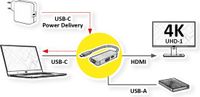 VALUE Beeldschermadapter USB-C - HDMI, USB 3.2 Gen 1 A + Type C PD