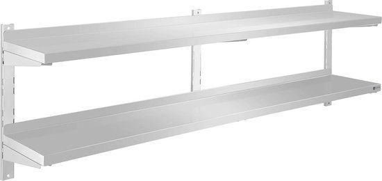 Royal Catering Wandrek - Keukenrek - Kruidenrek - 2 planken - 180 cm - Zilver