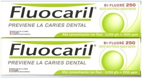 Fluocaril Pasta Dentifrica Sabor Menta Prevencion Caries 2x125ml